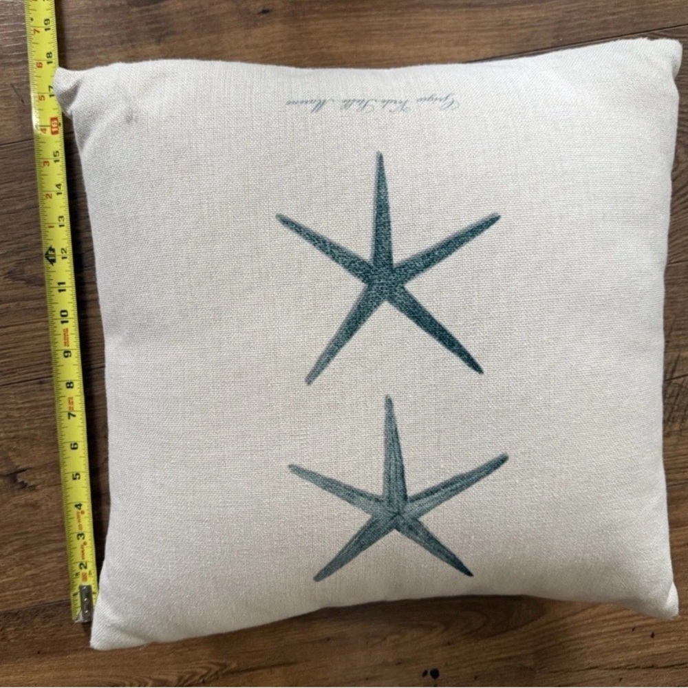 Coastal Throw Pillow Set Seahorse Coral Starfish Nautical Beach Decor - Picture 7 of 7
